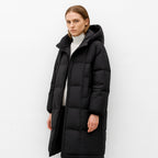 Lange Gewatteerde Jas met Capuchon