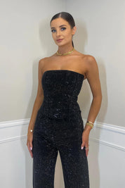 Dames Elegante Denim Jumpsuit met Pailletten