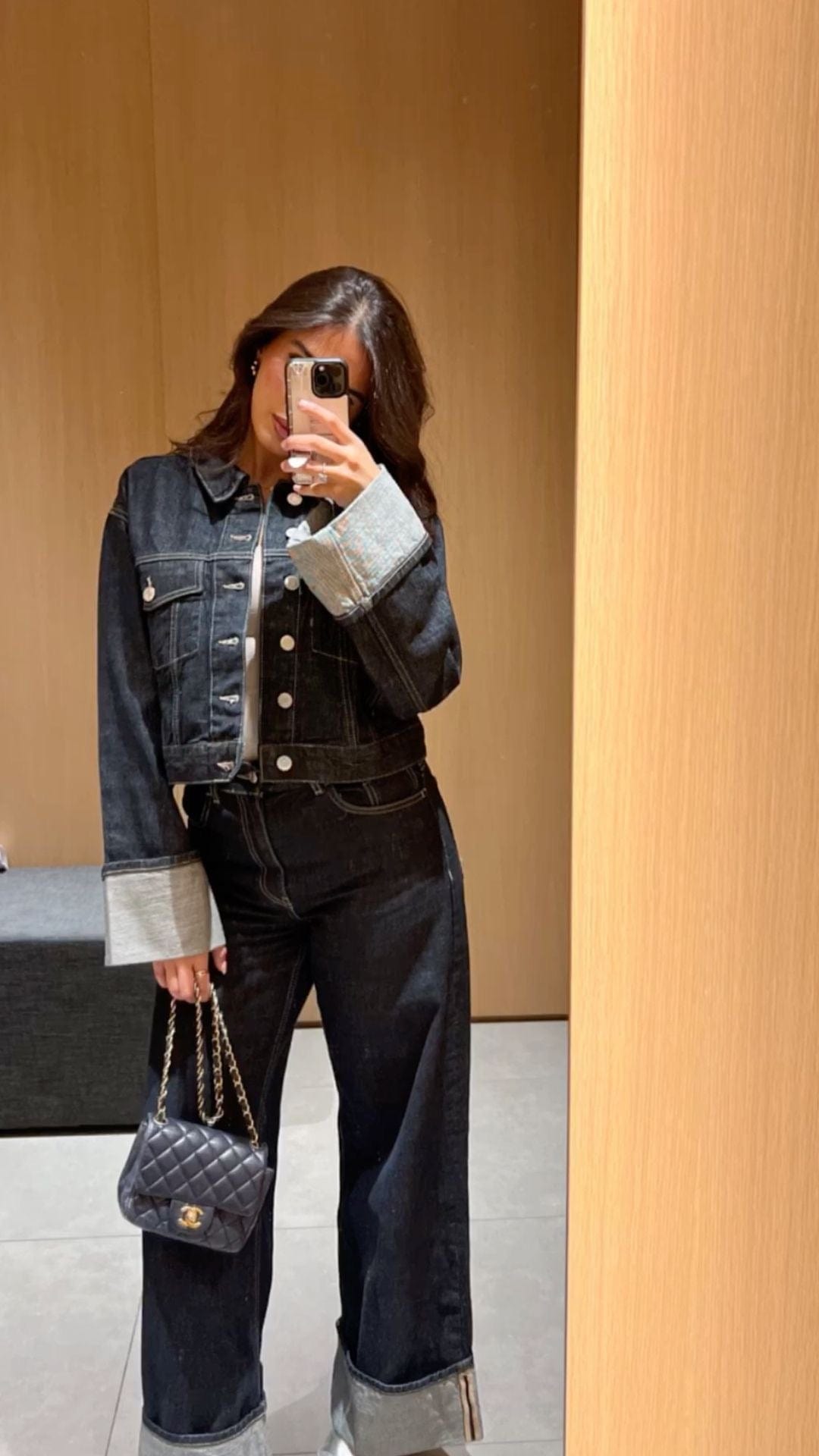 Denim Dames Twee-Delige Set – Denim Set Met Lange Mouwen En Kraag