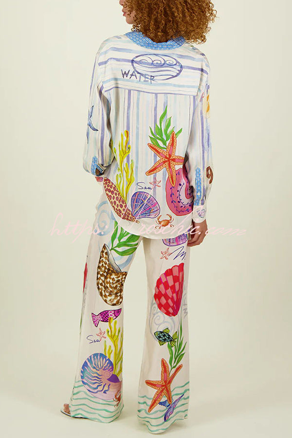 Marine Print Set – Modieuze Two-Piece Set met Maritieme Print