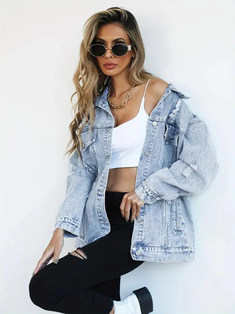 Oversized Denim Jack Dames - Comfortabel & Stijlvol