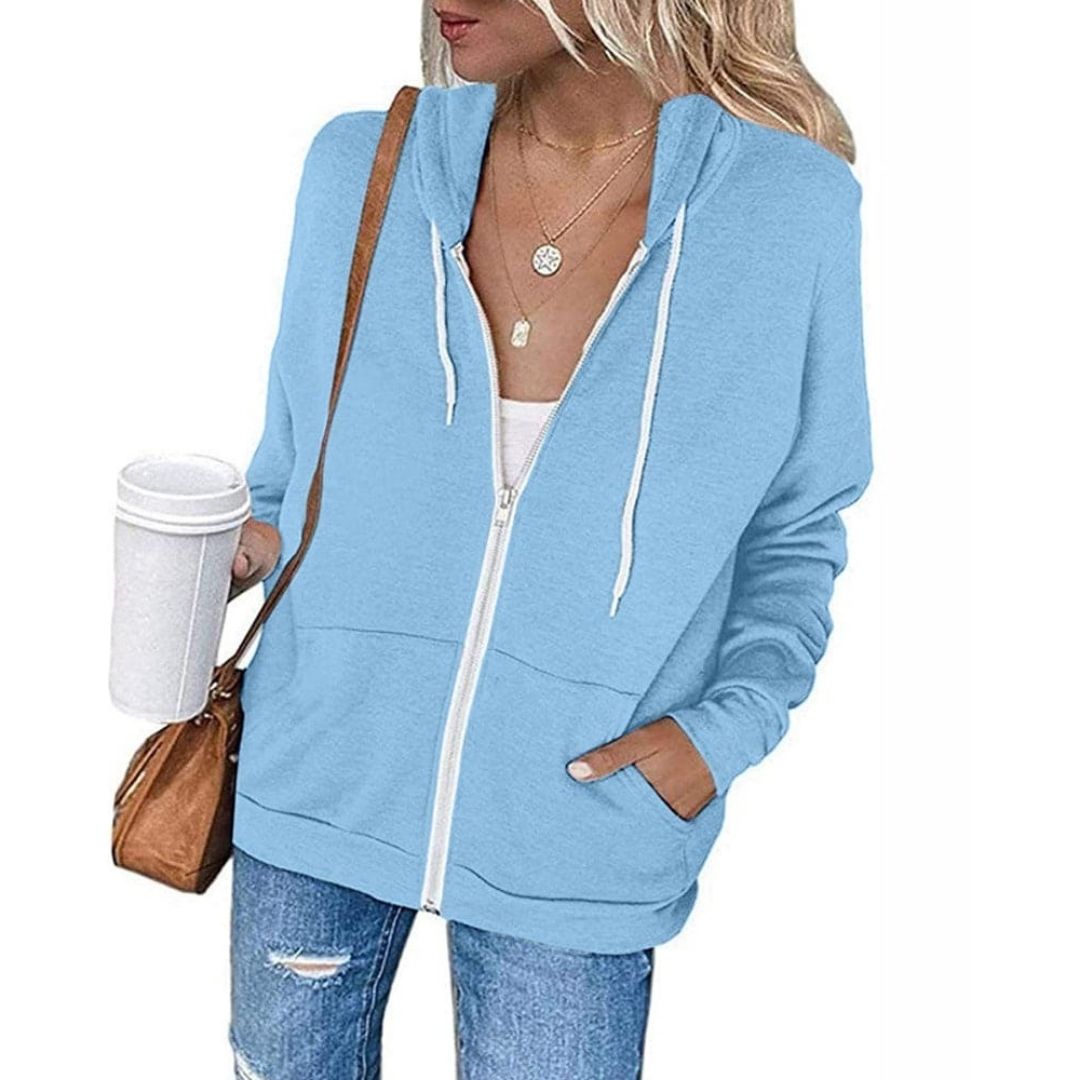 Comfortabele Katoenmix Dames Hoodie met Ritssluiting