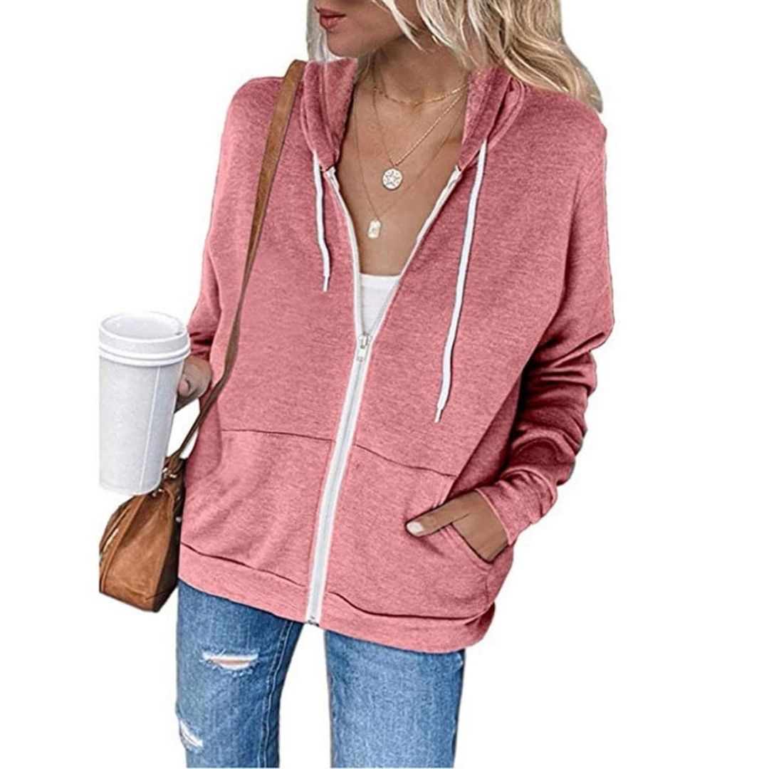 Comfortabele Katoenmix Dames Hoodie met Ritssluiting