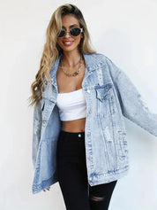 Oversized Denim Jack Dames - Comfortabel & Stijlvol