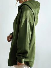 Fleece Katoenmix Dames Hoodie met Rits en Hoge Kraag