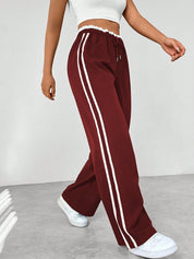 Trend Sportieve Wide-Leg Broek – Comfortabele Streetwear Broek met Strepen