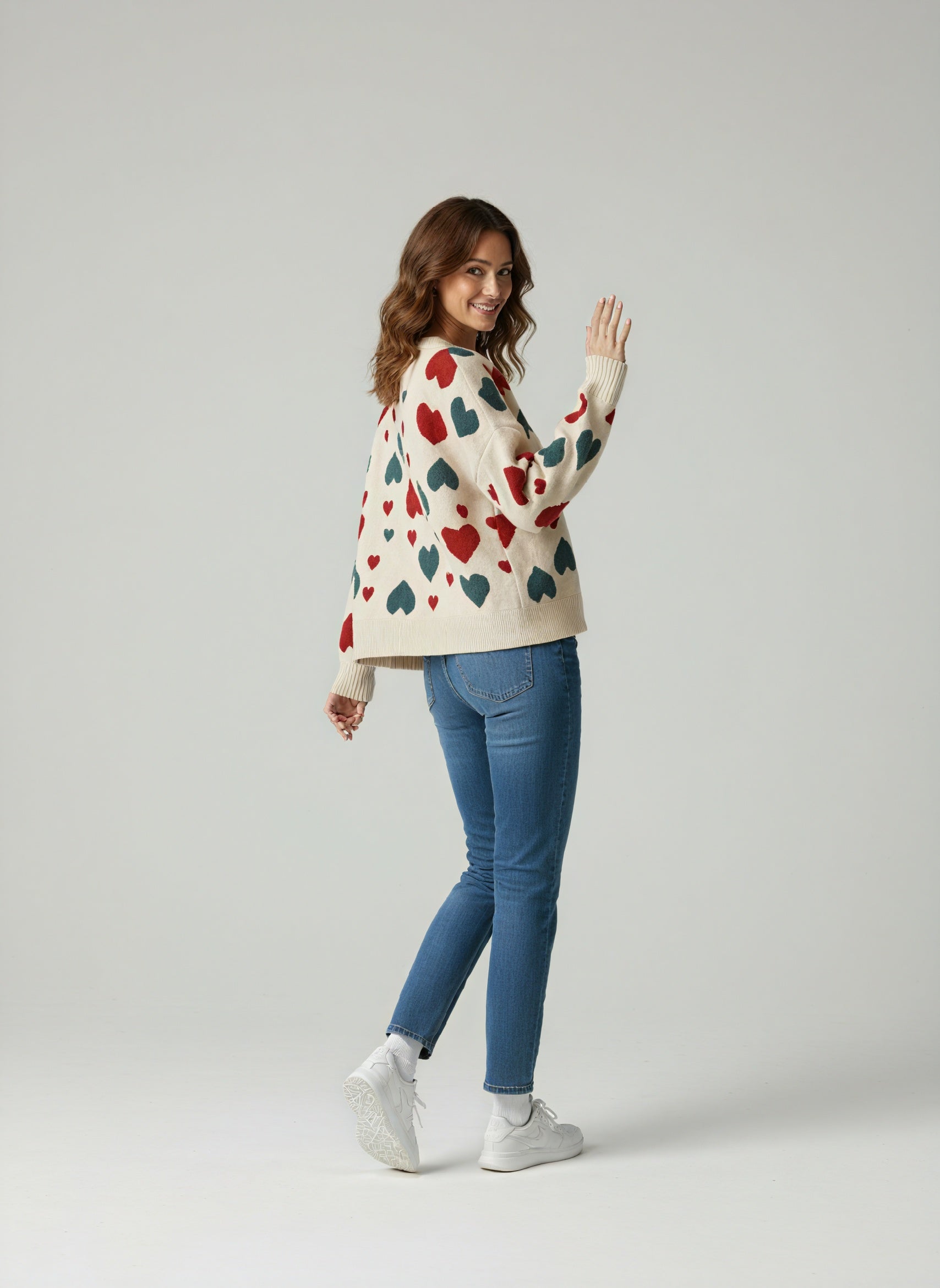 Vinny Wollen Trui Dames | Warme trui met Hartjespatroon en Stijlvolle Pasvorm