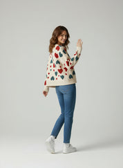 Vinny Wollen Trui Dames | Warme trui met Hartjespatroon en Stijlvolle Pasvorm