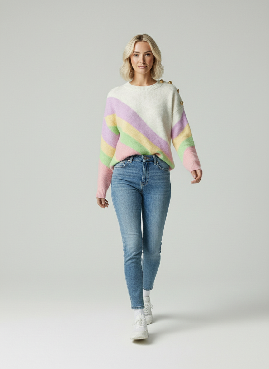 Zachte Gebreide Trui met Kleurblokken