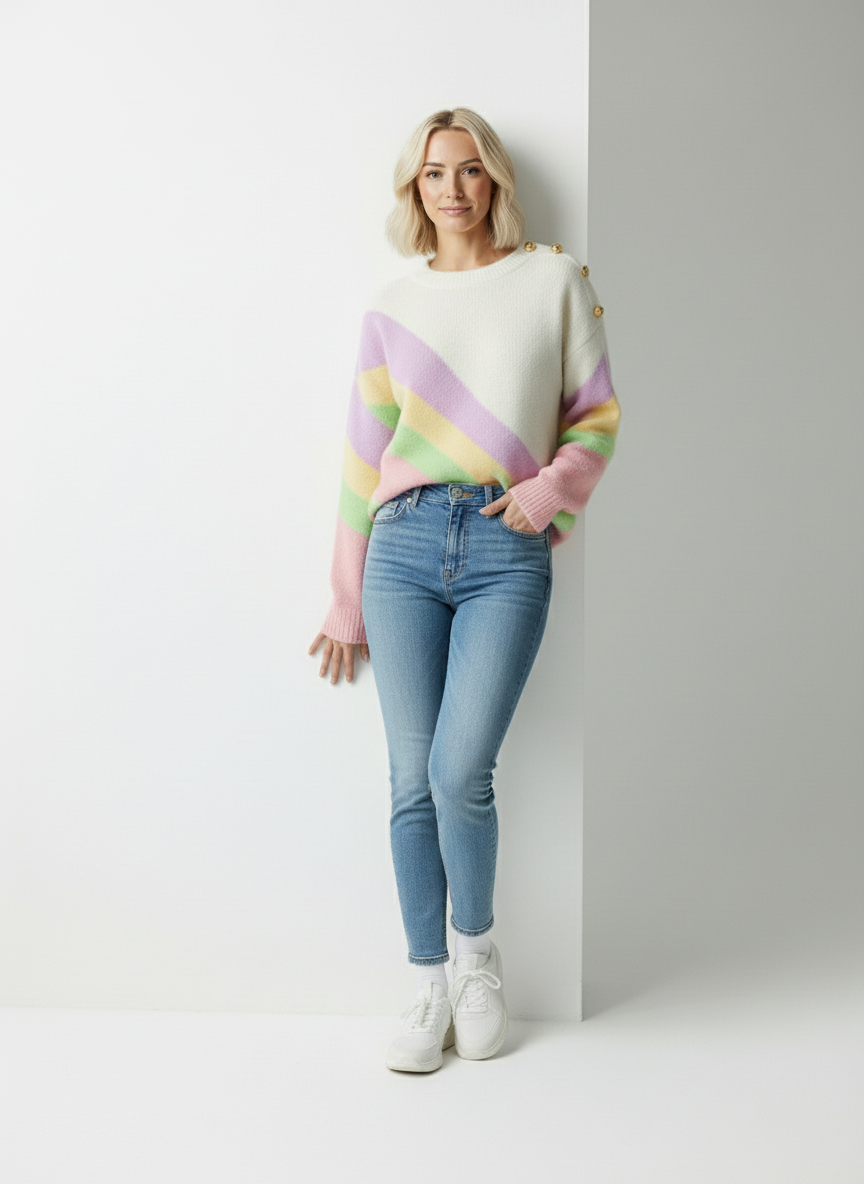 Zachte Gebreide Trui met Kleurblokken
