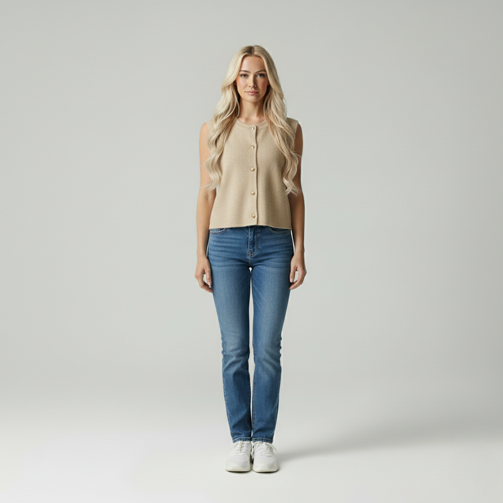 Gebreid Vest Zonder Mouwen