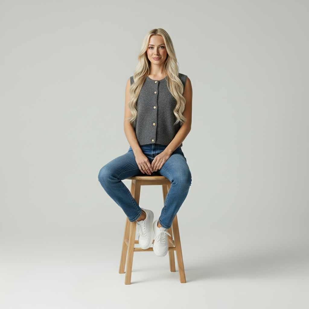 Gebreid Vest Zonder Mouwen