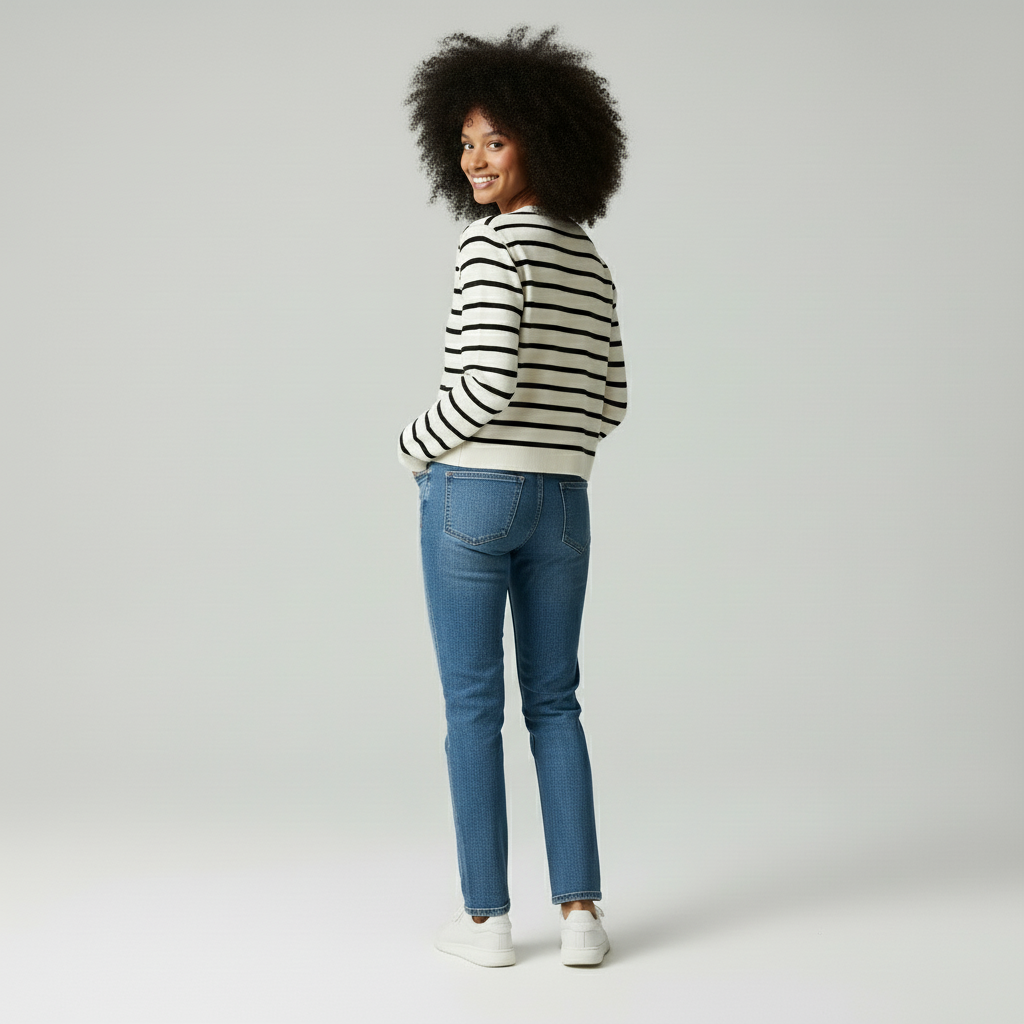 Gebreid Dames Vest – Gestreepte Cardigan – Trendy Knitwear