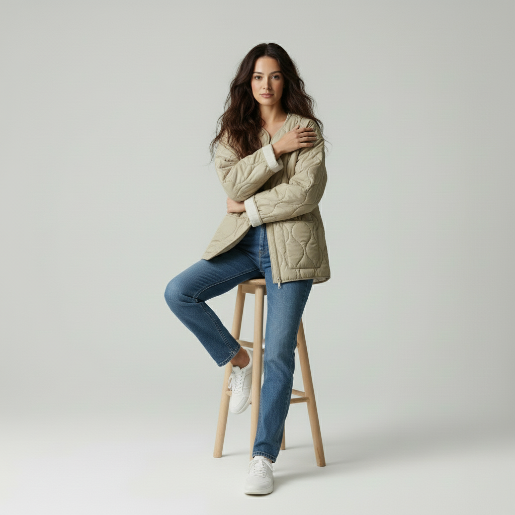 Gewatteerde Katoenen Dames Jas – Warm & Lichtgewicht