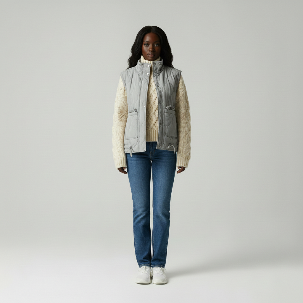 Dames Gewatteerd Vest met Hoge Kraag – Trendy & Comfortabel