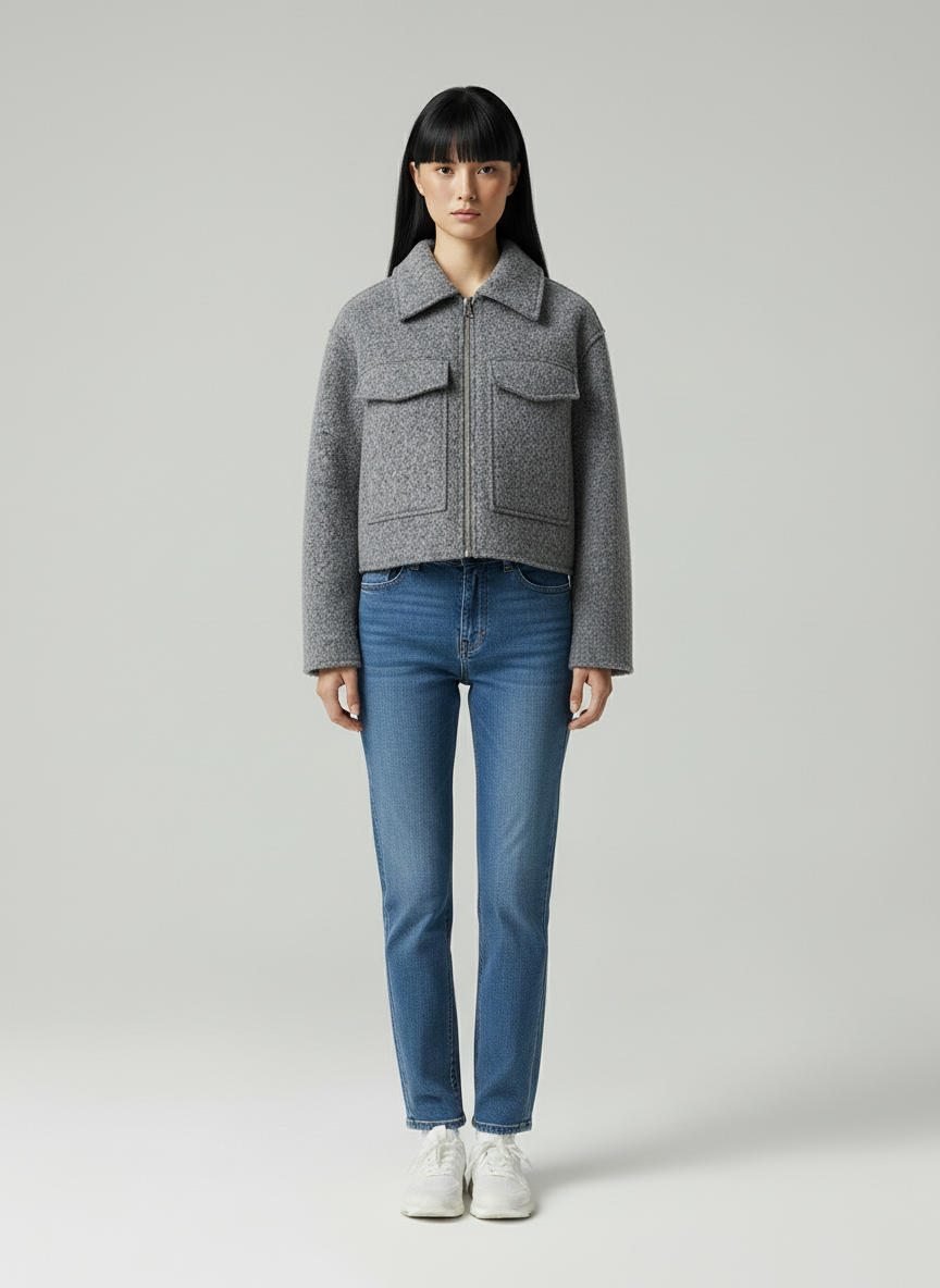 Gebreid Dames Jasje Kort – Knit Jacket met Rits