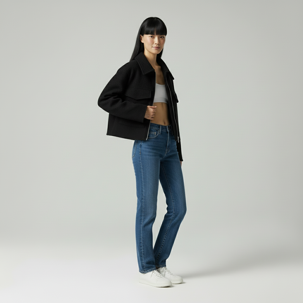 Gebreid Dames Jasje Kort – Knit Jacket met Rits