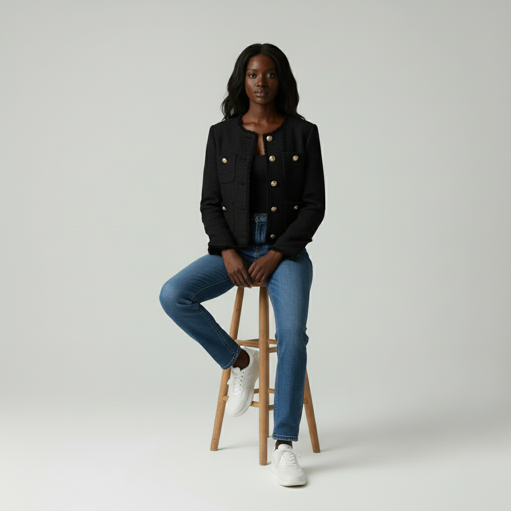 Femke Tweed Jasje – Stijlvol Damesjasje van Hoogwaardige Tweedstof