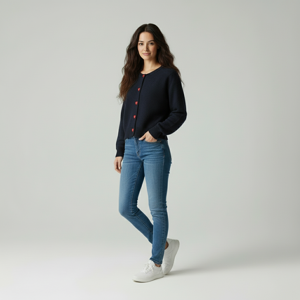 Wollen Cardigan met Hartknopen
