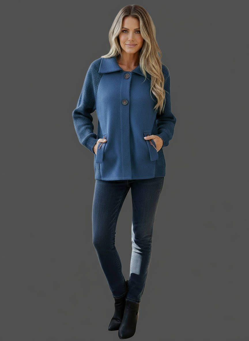 Gebreid Dames Jacket – Casual Knit Jasje met Knoopsluiting