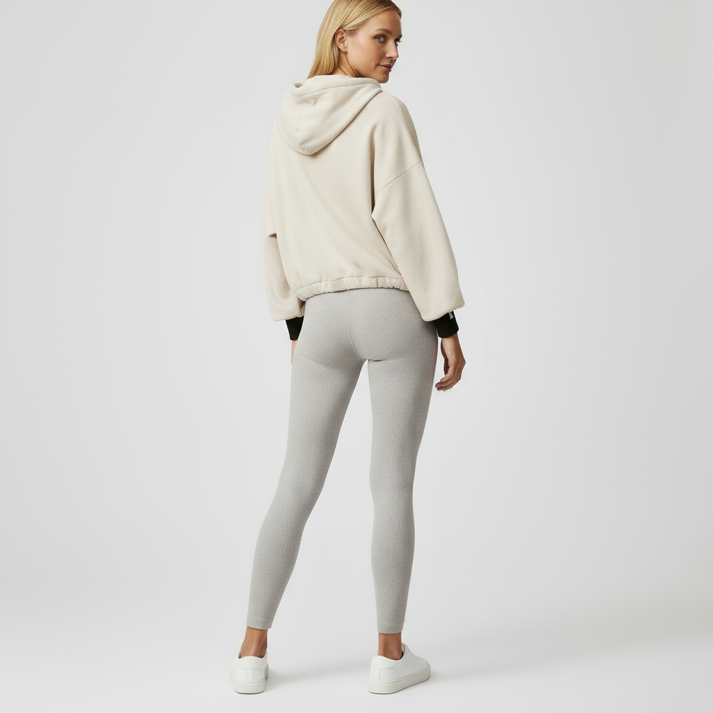 Casual Dames Hoodie – Half Zip, Zakken en Verlaagde Schouder