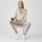Casual Dames Hoodie – Half Zip, Zakken en Verlaagde Schouder
