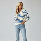 Gestreept Gebreid Poloshirt