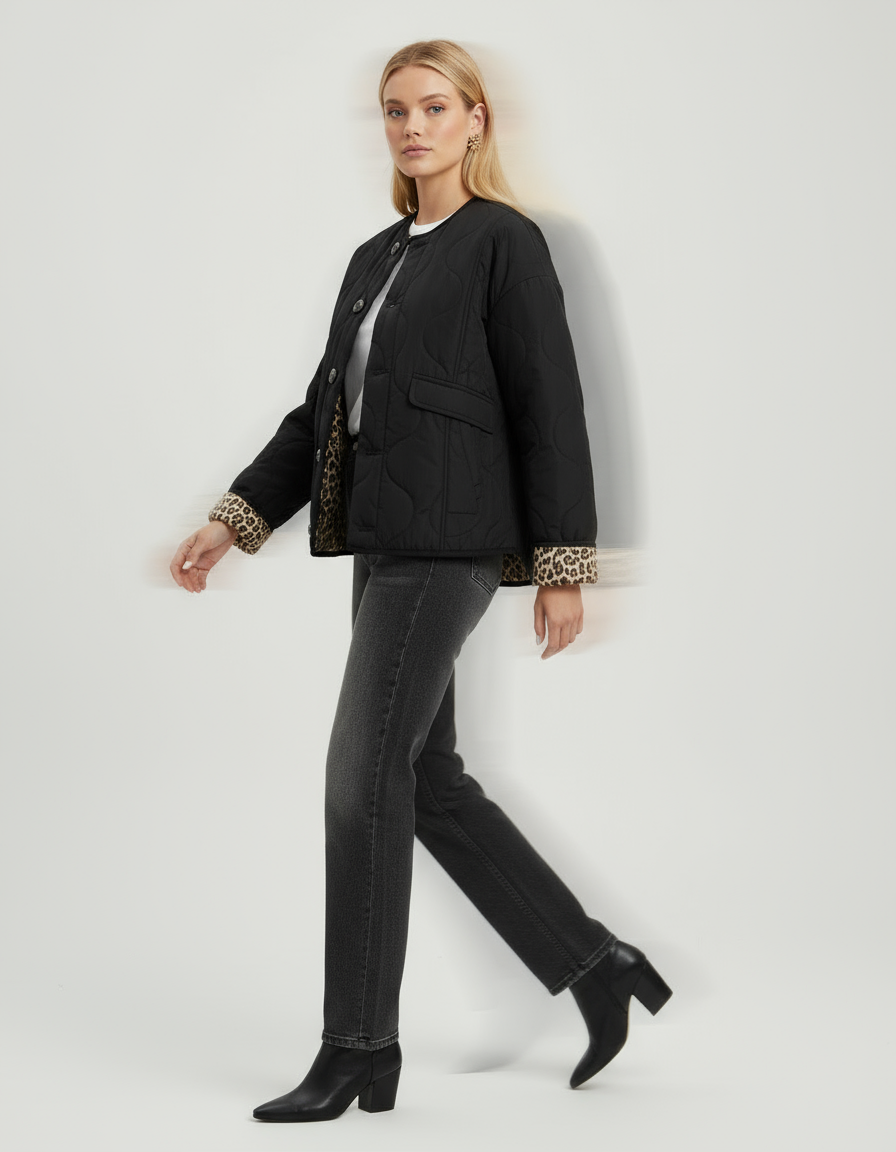 Dames Jas Luipaardprint – Stijlvolle Comfortabele Jas met Knoopsluiting