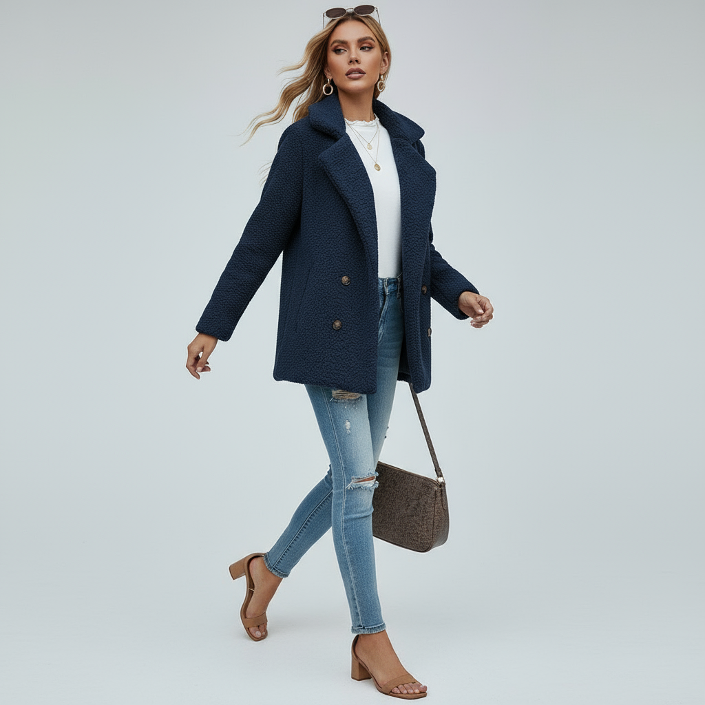 Teddy Dames Jas Liza – Zacht Warm Model met Knopen