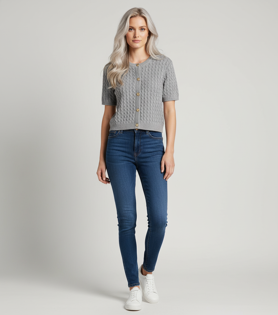 Gebreide Korte Mouw Top – Dames Knitwear