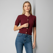 Gebreide Korte Mouw Top – Dames Knitwear