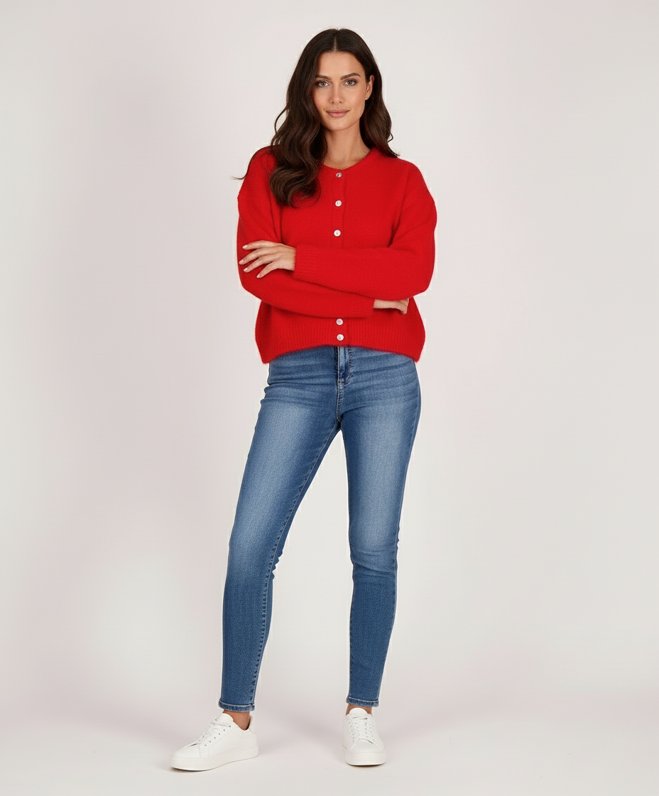 Rood Kasjmier Blend Dames Vest – Zacht Gebreid Luxe Knitwear