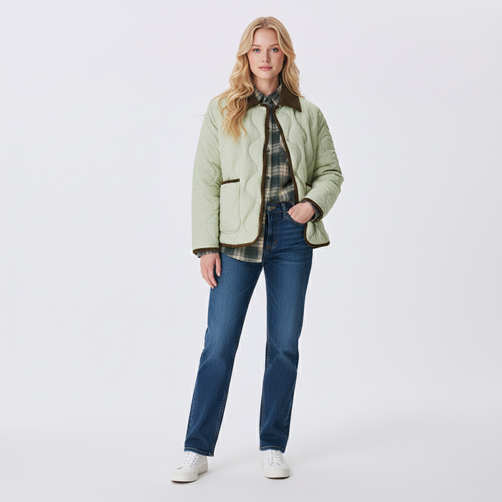 Dames Tussenjas met Corduroy Kraag