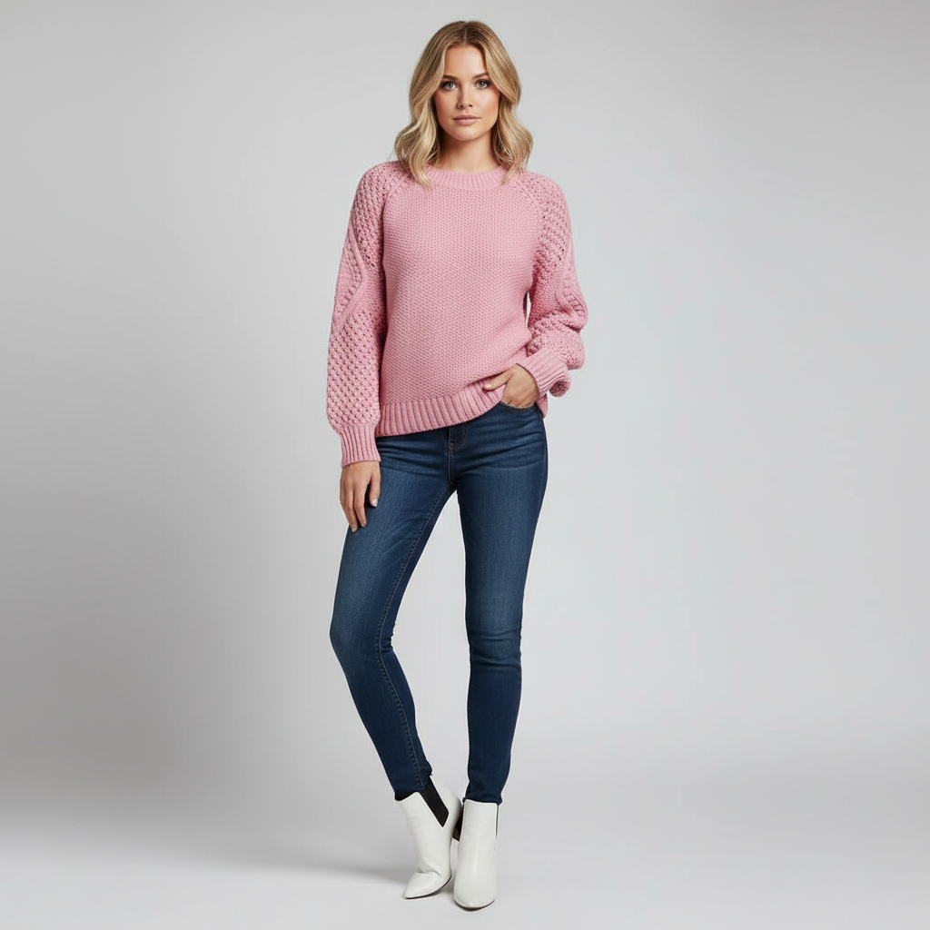 Gebreide Trui voor Dames met Mouwpatroon