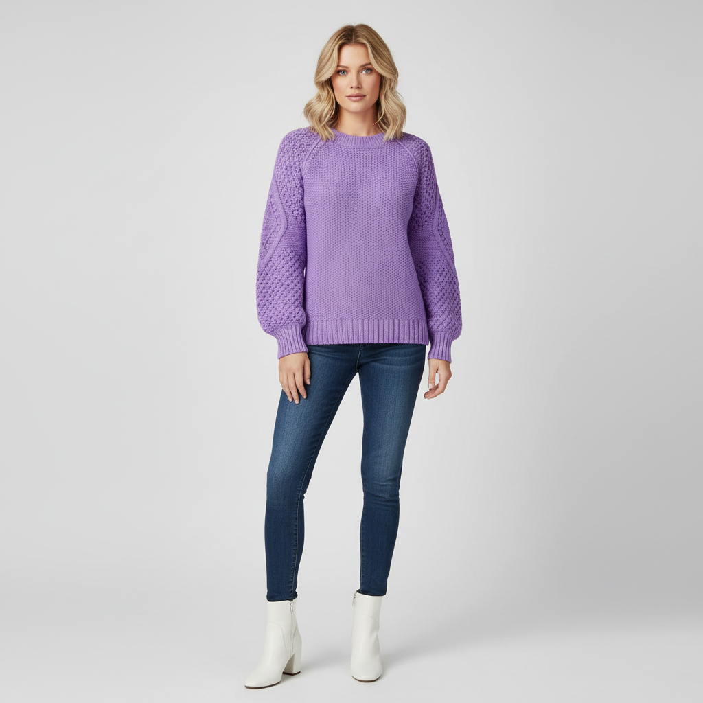 Gebreide Trui voor Dames met Mouwpatroon