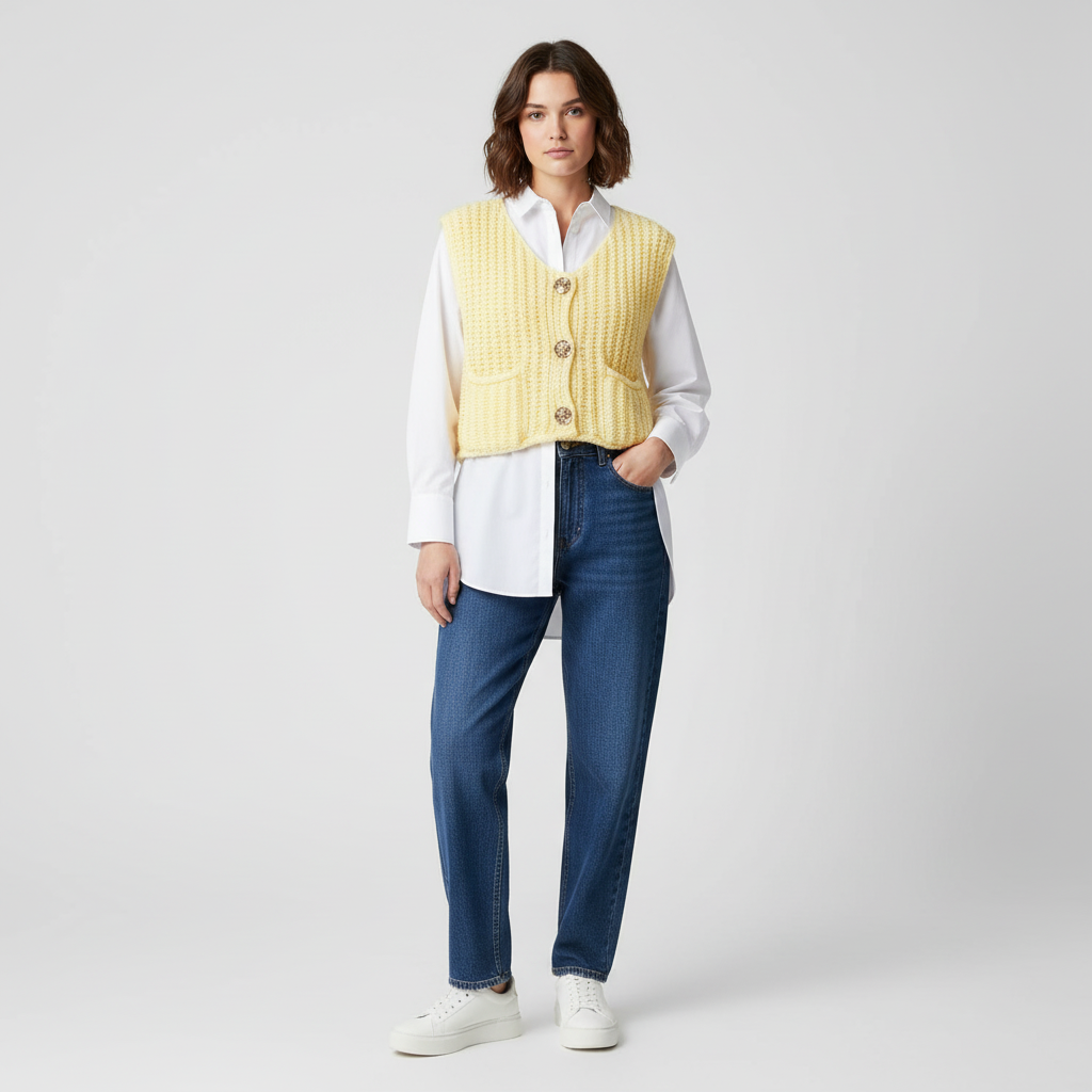 Gebreid Vest met Luxe Knoopdetails