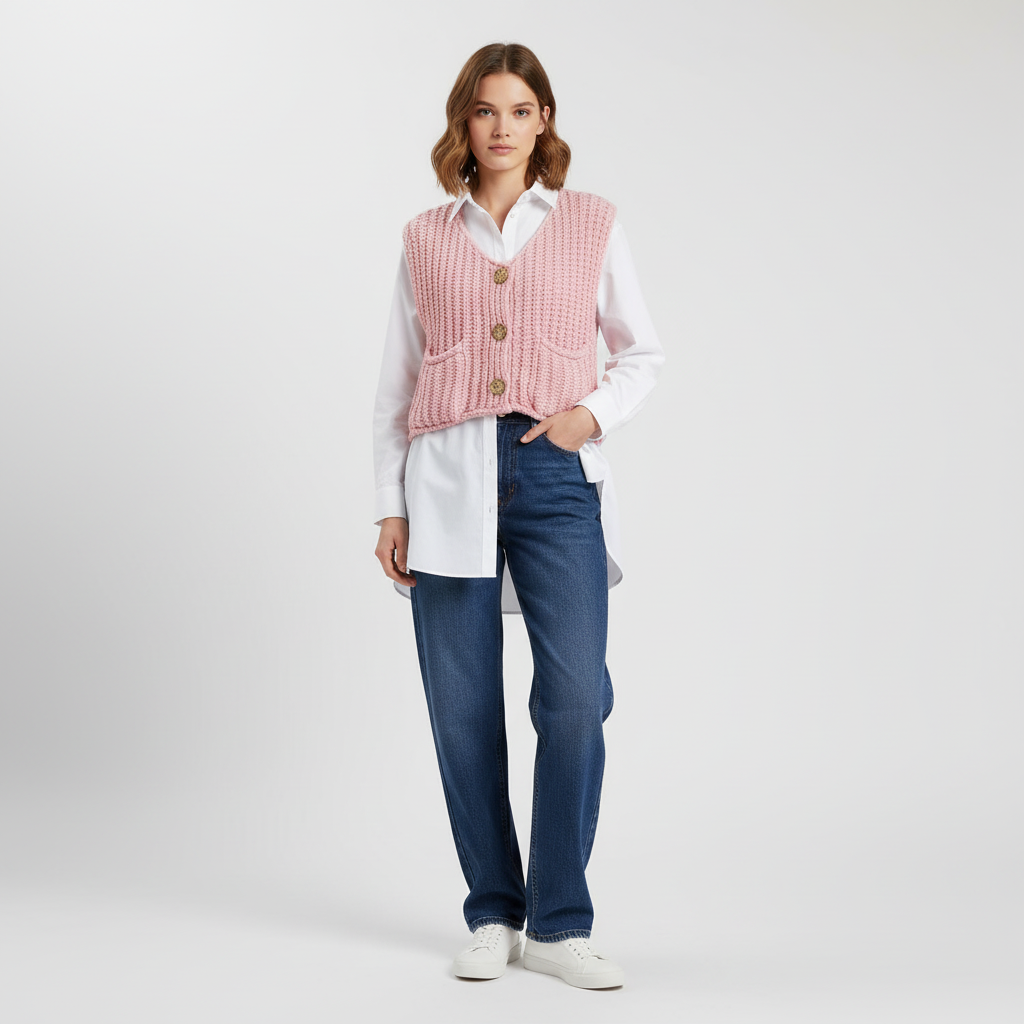 Gebreid Vest met Luxe Knoopdetails