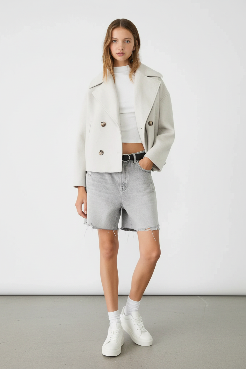 Kort Cropped Dames Jasje – Trendy Fashion Jas