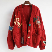 Kabelgebreid Vest met Unieke Patchwork Details