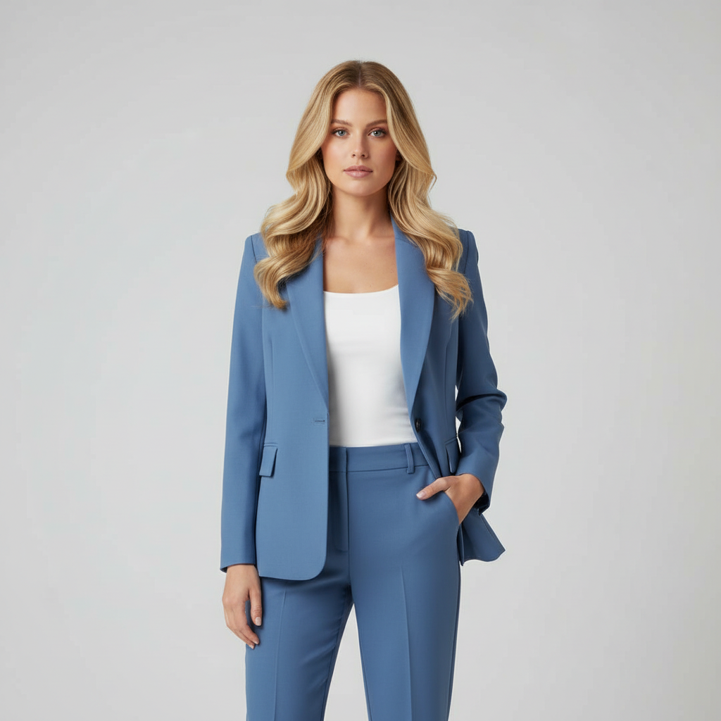 Dames Broekpak – Chique Two Piece Set met Tailored Blazer en Rechte Pantalon