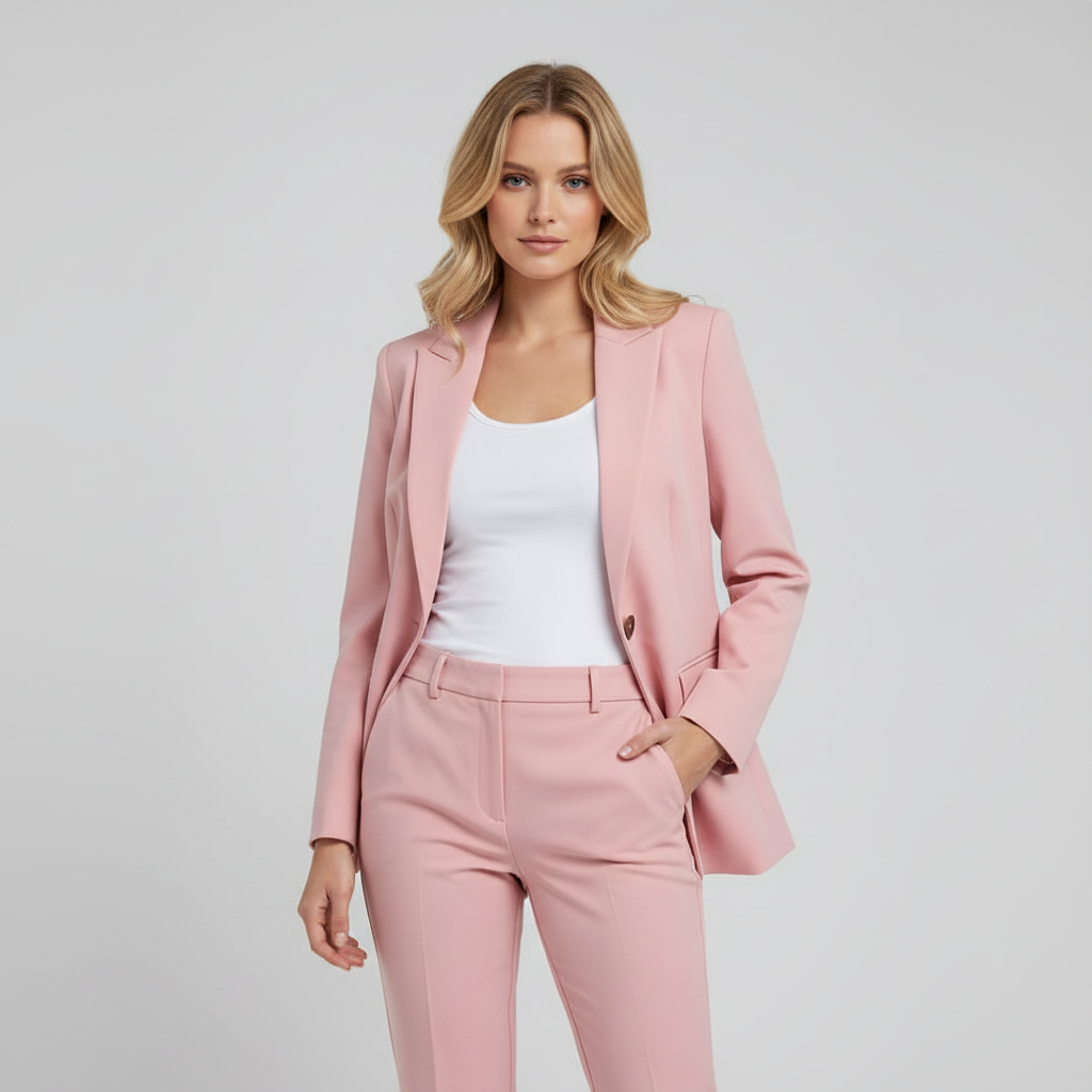 Dames Broekpak – Chique Two Piece Set met Tailored Blazer en Rechte Pantalon