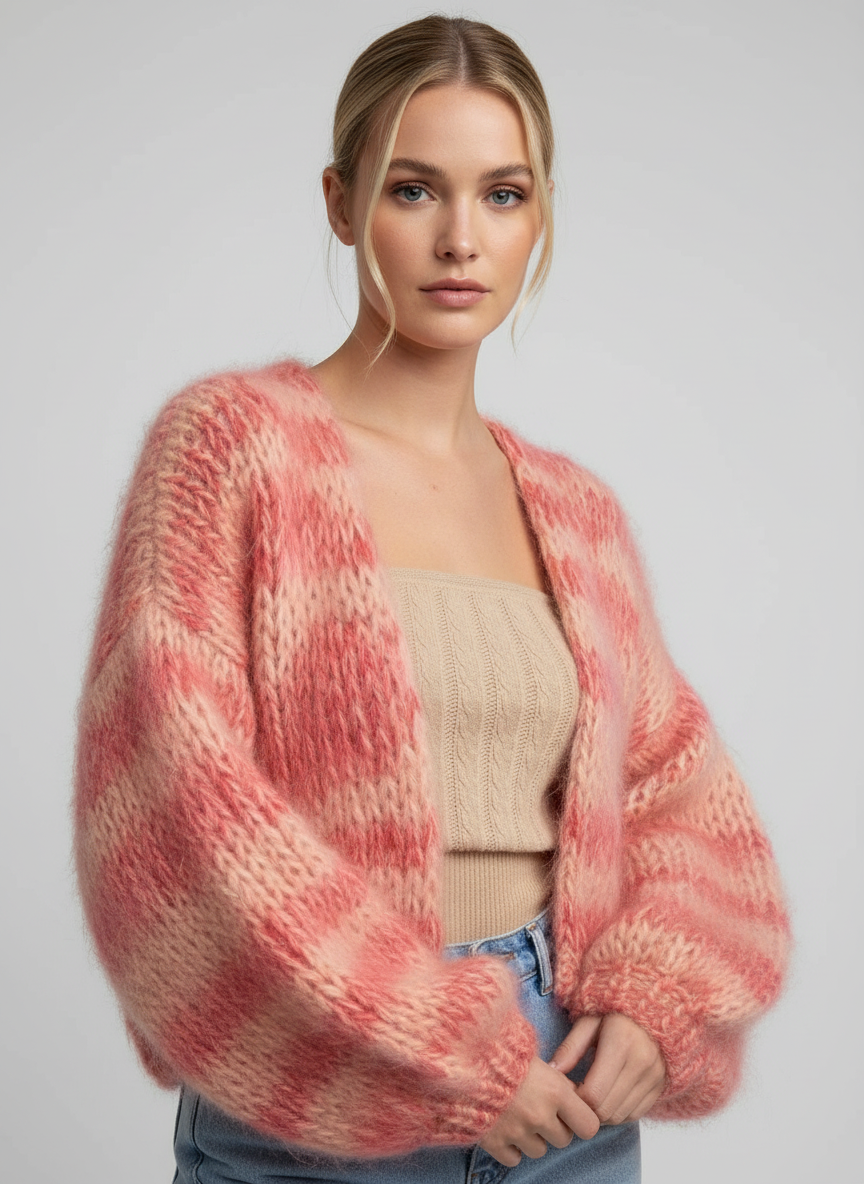 Gebreide Dames Cardigan met Ballonmouwen | Wolblend