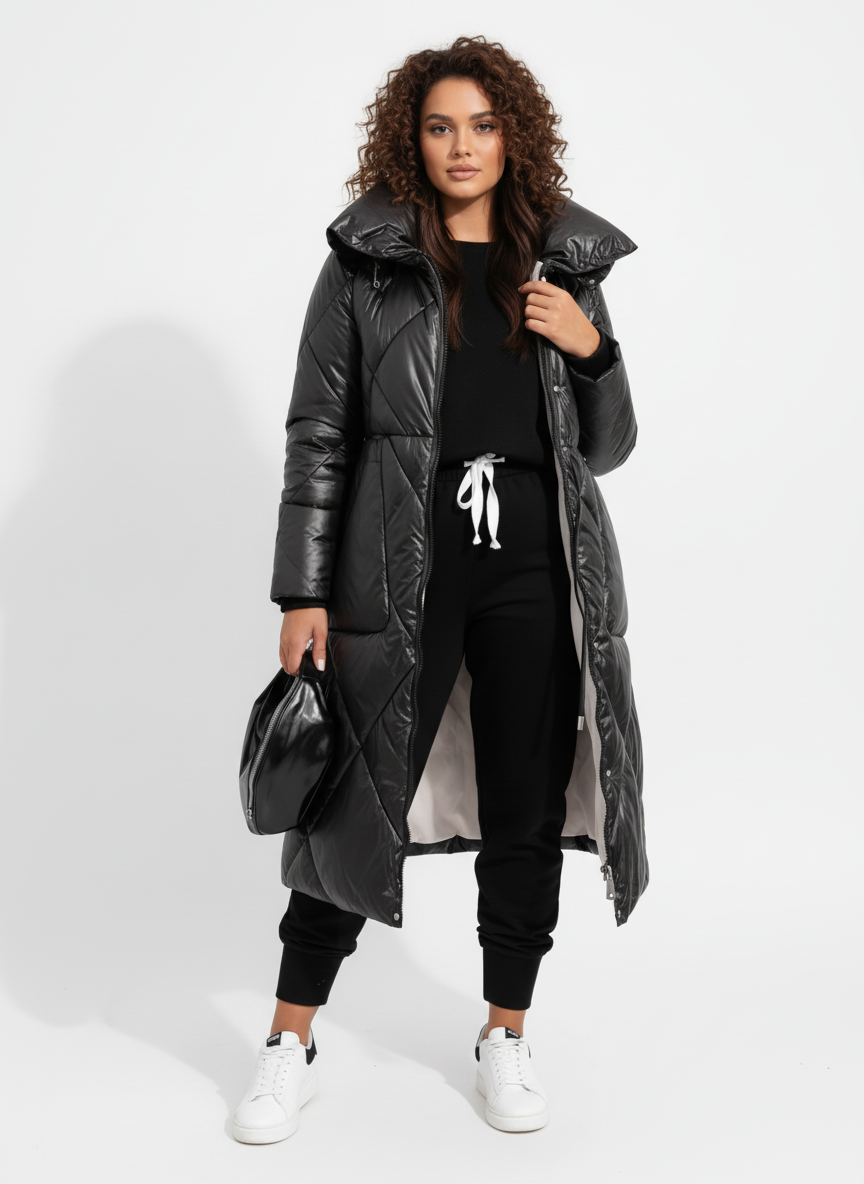 Lange Gewatteerde Dames Winterjas – Lichtgewicht Puffercoat