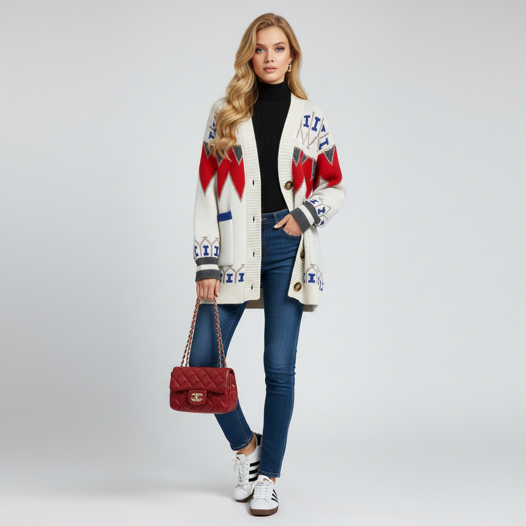 Gebreide Cardigan met Patroon – Premium Kwaliteit