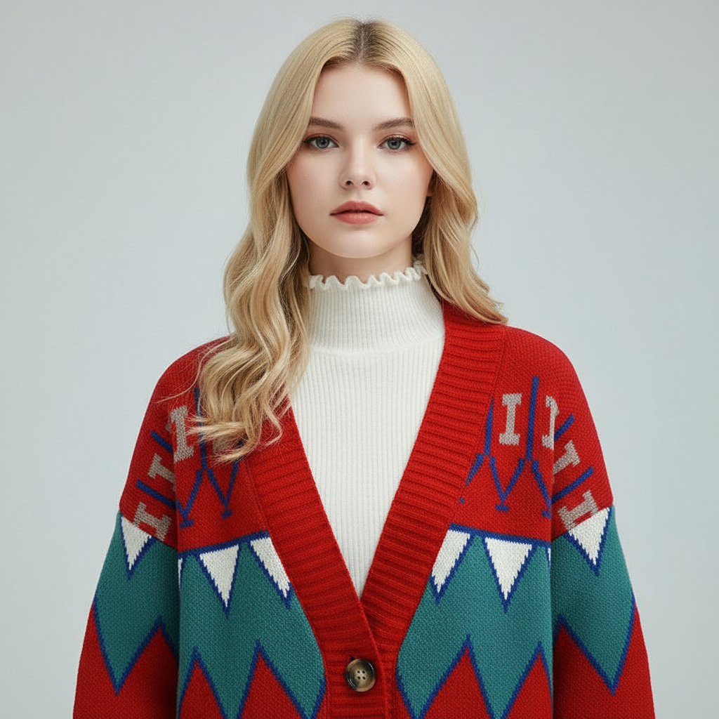 Gebreide Cardigan met Patroon – Premium Kwaliteit