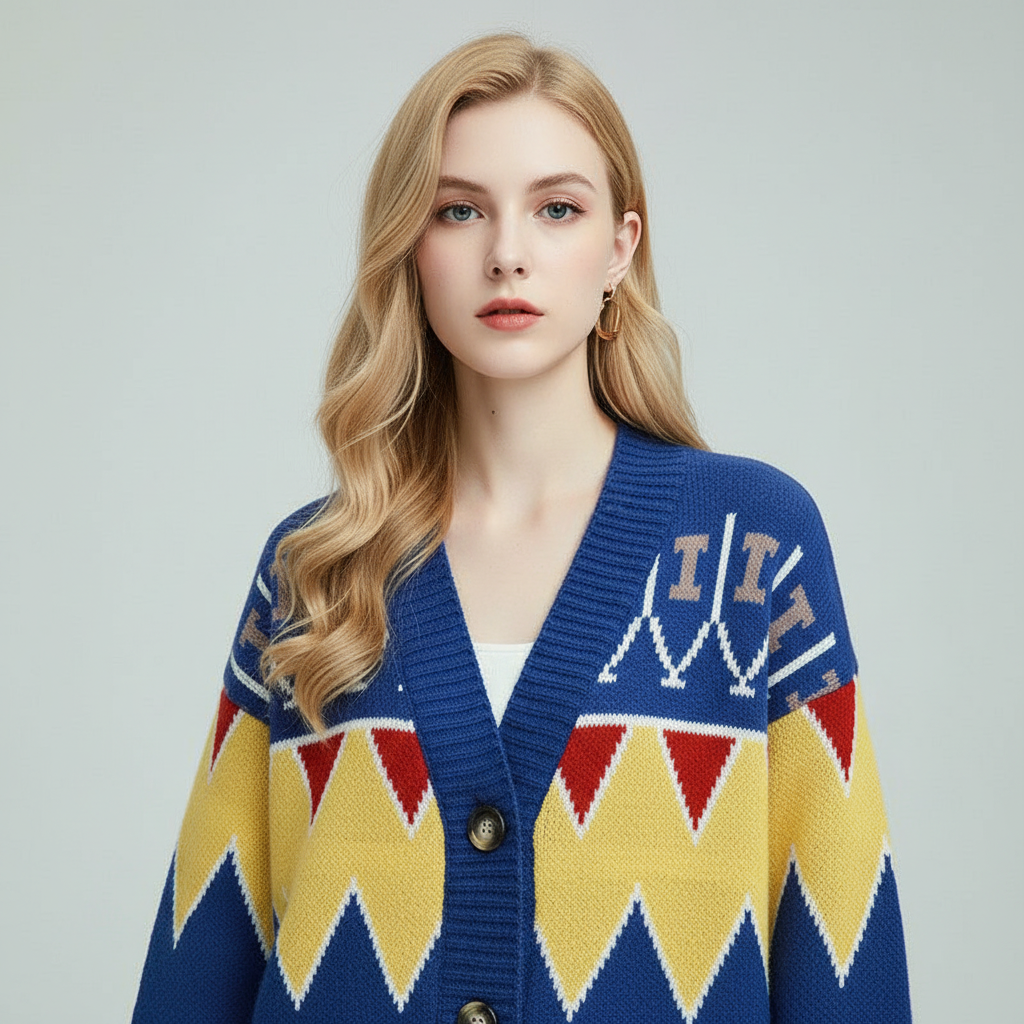 Gebreide Cardigan met Patroon – Premium Kwaliteit