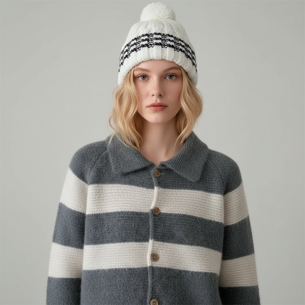 Gestreepte Dames Cardigan – Cozy Knit met Knoopsluiting