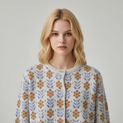Dames Cardigan met Bloemenprint en Knoopsluiting