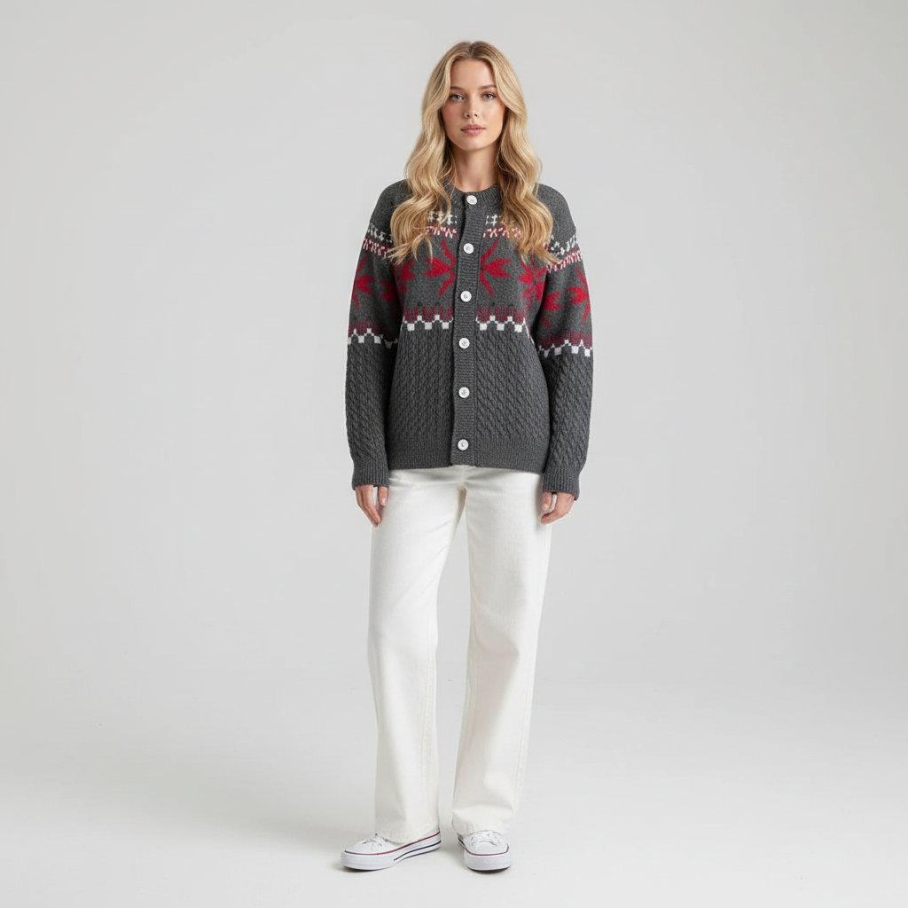 Comfortabele Dames Cardigan met Ronde Hals – Tijdloos Design