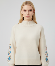 Geborduurde Sweater Dames met Mouwprint